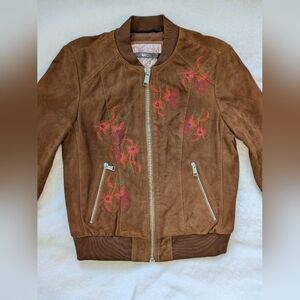 Embroidered Brown Suede Jacket